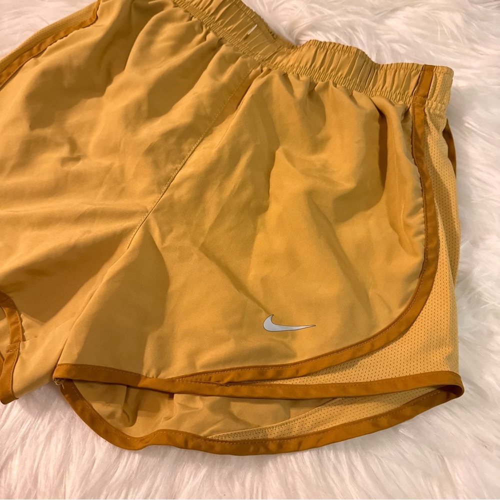 Nike dri-fit high waist mustard yellow workout gym shorts - Picture 2 of 4